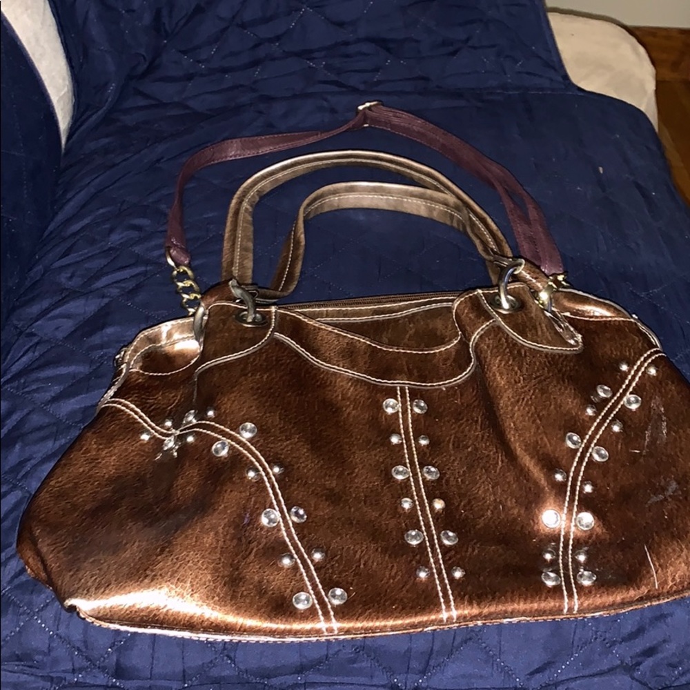 Kathy van Zeeland sequin and stud large crossbody